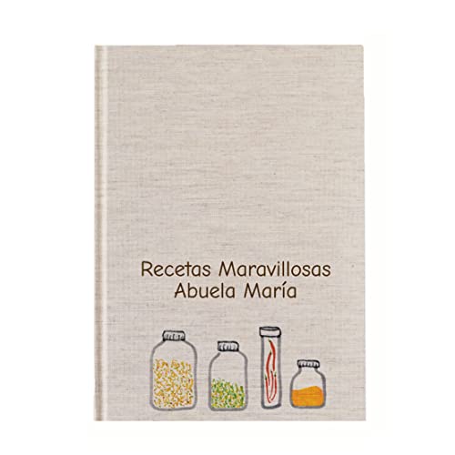 Cuaderno de recetas personalizado con tu nombre A5 | Recetario tapa dura 15x21 | Libro de cocina para escribir 90 o 190 recetas con índice | Artesanal y local