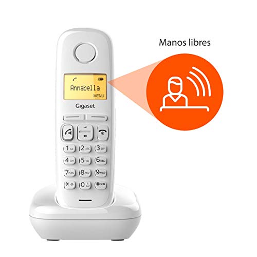 Gigaset A270 - Teléfono inalámbrico para casa, con función de manos libres, gran pantalla iluminada, agenda 80 contactos, teclado fácil de usar, color blanco