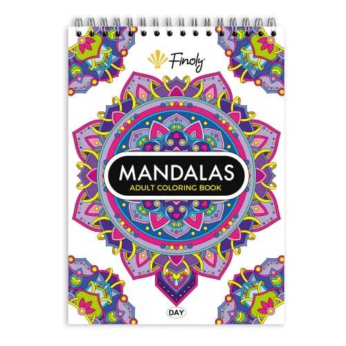 Finoly Libro Mandalas Colorear Adultos - Cuaderno para Colorear - 30 Ilustraciones Originales - Tamaño A4 - Papel Premium - Encuadernación Espiral (A4, Día)