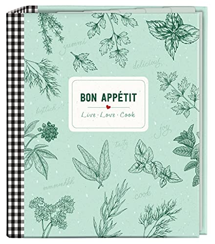 moses. 80667 Carpeta de recetas Bon Appétit en DIN A5, libro de recetas Cook & Style con 25 hojas para recetas y 5 bolsillos con pestaña, el libro de cocina personalizado para escribir uno mismo