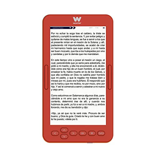 Woxter E-Book Scriba 195 S Red Lector Compacto de Libros Electrónicos, 4,7 pulgadas, 960 x 540, Pantalla E-Ink Blanca Pearl, EPUB, PDF, 4 GB, 2000+ Libros, Color Rojo