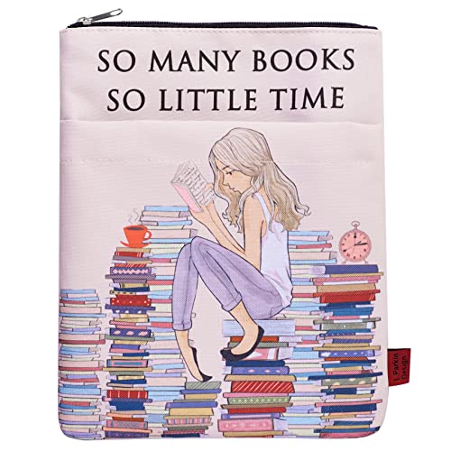 So Many Books So Little Time - Funda para libro con cremallera, fundas para libros para tapa blanda, 11 x 8.5 pulgadas, regalo para niña